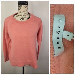 SANDRO Sweater Womens Size 1 Small Angora Blend Pullover Crewneck High Low